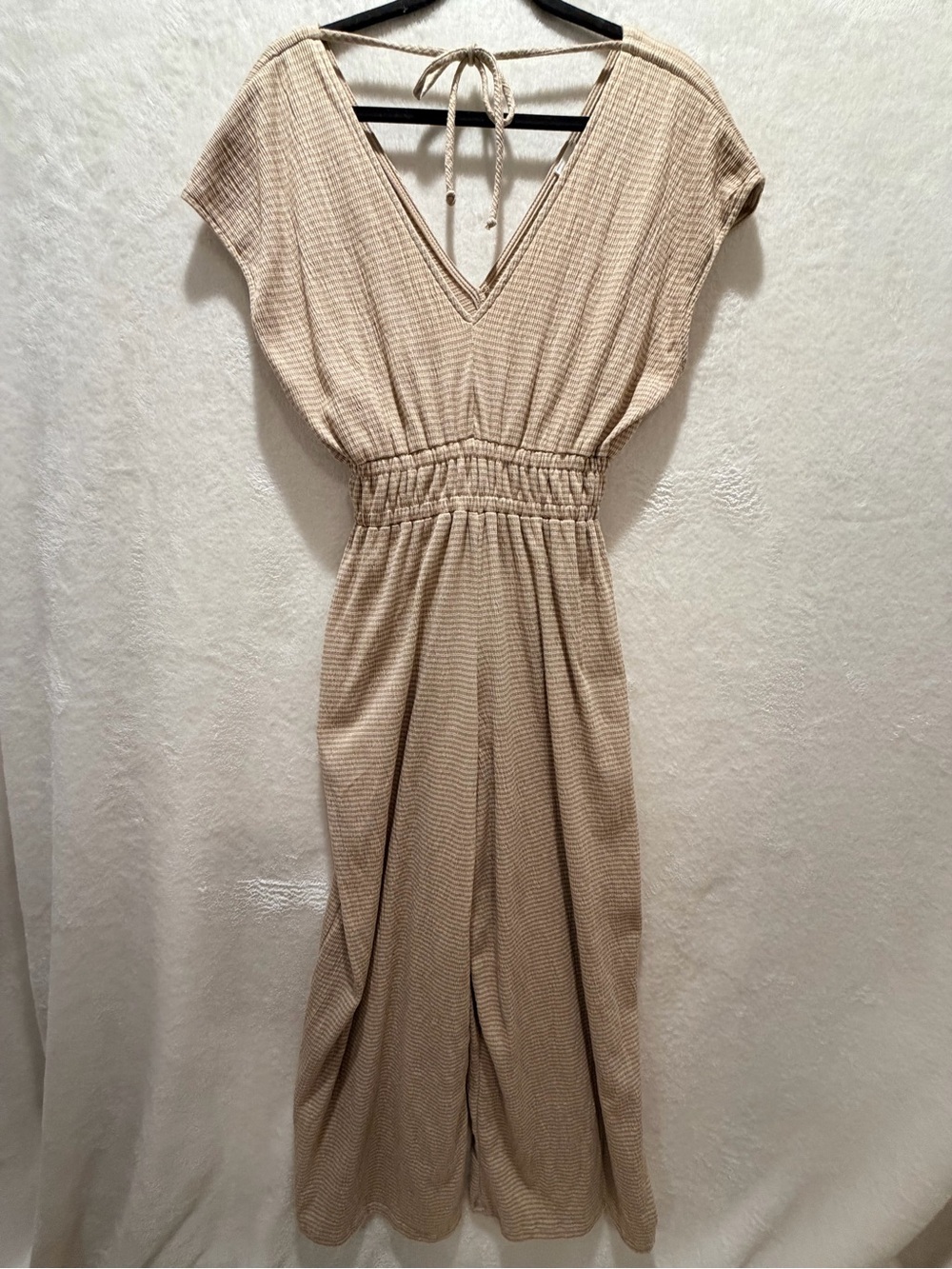 By Together Taupe Wide Leg Jumpsuit Pockets Made USA Small - Picture 6 of 15